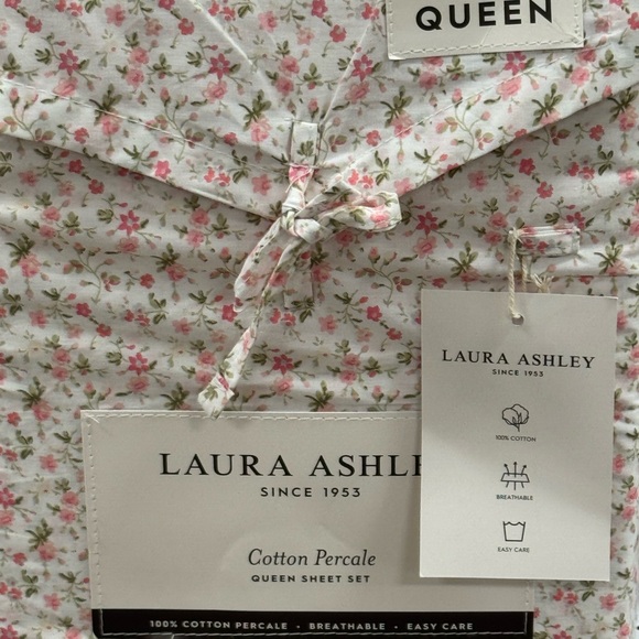 Laura Ashley Pink and Green Floral Cotton Sheet Set